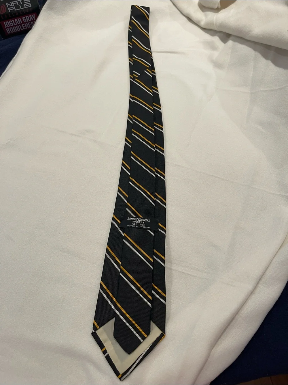 Brooks Brothers black Tie with yellow/Gold and white Diagonal Stripes